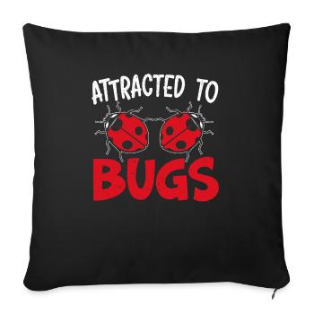 Attiré par les insectes Entomologie Insect Ladybug - Housse de coussin décorative 45 x 45 cm - noir - Devant