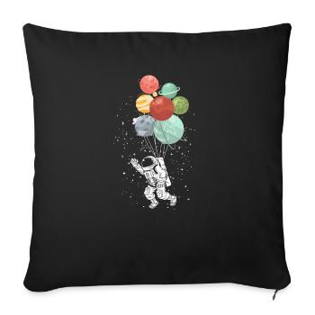 Astronaute tenant Planet Balloons Space - - Housse de coussin décorative 45 x 45 cm - noir - Devant