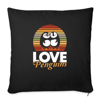 Pinguin-Paar - Sofakissenbezug 45 x 45 cm - Schwarz - Vorne