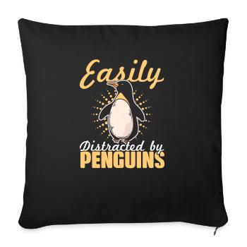 Pinguin-Ablenkungen - Sofakissenbezug 45 x 45 cm - Schwarz - Vorne