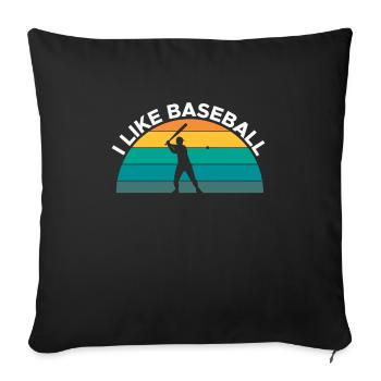Vintage Retro J’aime Le Cadeau Chemise de Baseball - Housse de coussin décorative 45 x 45 cm - noir - Devant