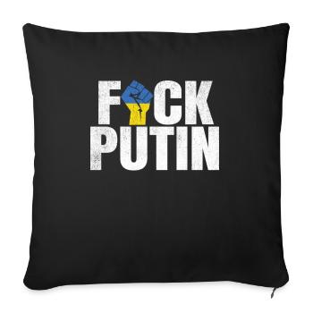 FCK Poutine Ukraine Soutien Solidarité - Housse de coussin décorative 45 x 45 cm - noir - Devant