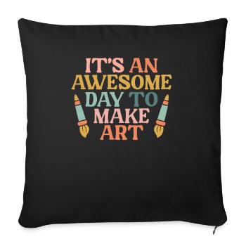 C’est une journée géniale pour faire peintre professeur d’art - Housse de coussin décorative 45 x 45 cm - noir - Devant