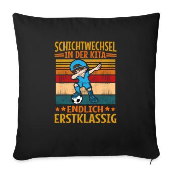 Kinder Kita Abgänger Einschulung Schulkind Junge - Sofakissenbezug 45 x 45 cm - Schwarz - Vorne