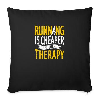La course à pied est moins chère que la thérapie Jogging amusant - Housse de coussin décorative 45 x 45 cm - noir - Devant