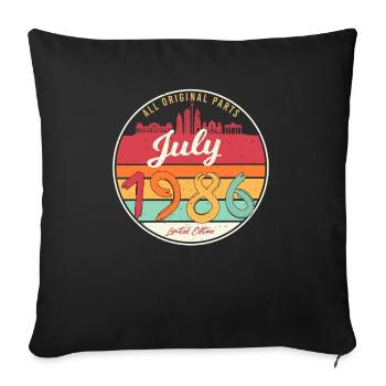 Année de construction Juillet 1986 - Housse de coussin décorative 45 x 45 cm - noir - Devant