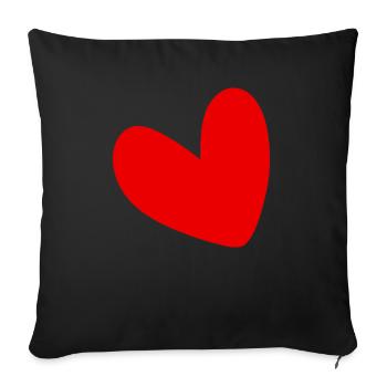 Cœur rouge - Housse de coussin décorative 45 x 45 cm - noir - Devant