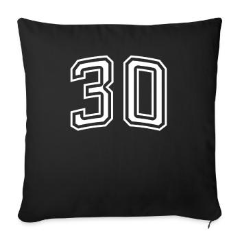 Numéro 30 en blanc - Housse de coussin décorative 45 x 45 cm - noir - Devant
