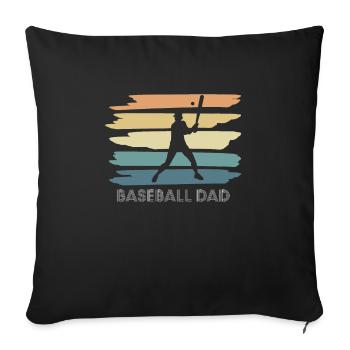 Vintage Retro Baseball Dad Shirt Cadeau - Housse de coussin décorative 45 x 45 cm - noir - Devant