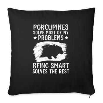 Porcupine Lover Rodent Pet Spine Wildlife Animal - Sofa pillowcase 17,3'' x 17,3'' (45 x 45 cm) - black - Front