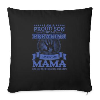 Familie Mama Sohn Tshirt - Sofakissenbezug 45 x 45 cm - Schwarz - Vorne