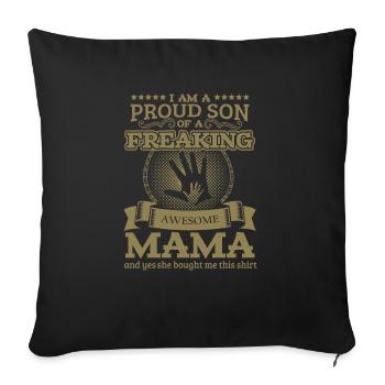 Familie Mama Sohn Tshirt - Sofakissenbezug 45 x 45 cm - Schwarz - Vorne