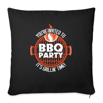 Invited To BBQ Party Grillin Time - Sofa pillowcase 17,3'' x 17,3'' (45 x 45 cm) - black - Front