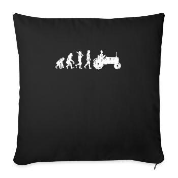 Landwirt Evolution Geschenk Traktor Trecker - Sofakissenbezug 45 x 45 cm - Schwarz - Vorne