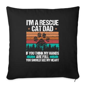 Cat Rescuer Dad Foster Animal Fathers Day - Sofa pillowcase 17,3'' x 17,3'' (45 x 45 cm) - black - Front