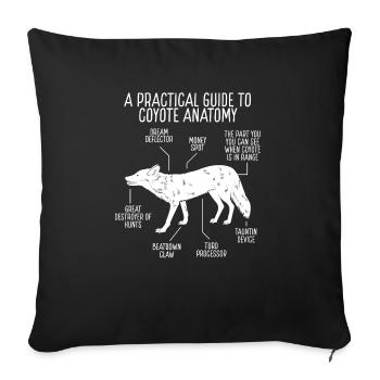 Coyote Hunting Anaytomy of Coyotes Hunter Predator - Sofakissenbezug 45 x 45 cm - Schwarz - Vorne
