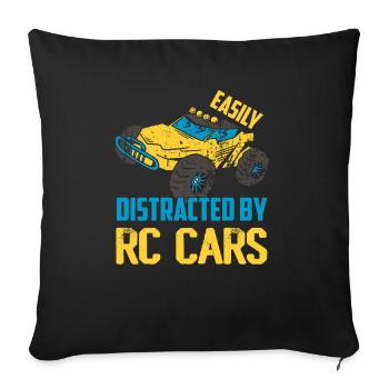 Easily Distracted By RC Cars Model Car Remote Con - Sofa pillowcase 17,3'' x 17,3'' (45 x 45 cm) - black - Front