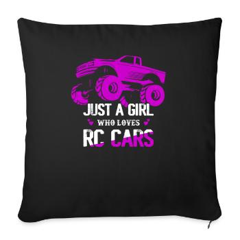 Juste une fille qui aime le mode de télécommande RC Cars - Housse de coussin décorative 45 x 45 cm - noir - Devant