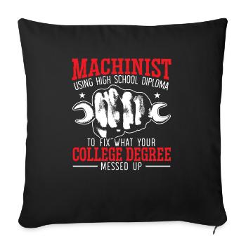 Machiniste Machine Artisan Fabricant CNC - Housse de coussin décorative 45 x 45 cm - noir - Devant