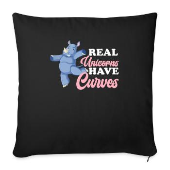 Real Unicorns Have Curves Rhinocerus Wildlife - Sofa pillowcase 17,3'' x 17,3'' (45 x 45 cm) - black - Front