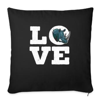 Liebe Nashorn Nashorn Wildtier Tier Pflanzenfresser - Sofakissenbezug 45 x 45 cm - Schwarz - Vorne