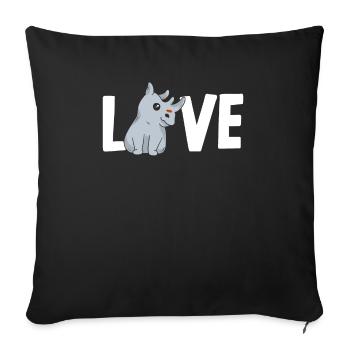 Liebe Nashorn Nashorn Wildtier Tier Pflanzenfresser - Sofakissenbezug 45 x 45 cm - Schwarz - Vorne