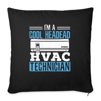 Je suis un technicien CVC à tête froide Réparation de climatisation - Housse de coussin décorative 45 x 45 cm - noir - Devant