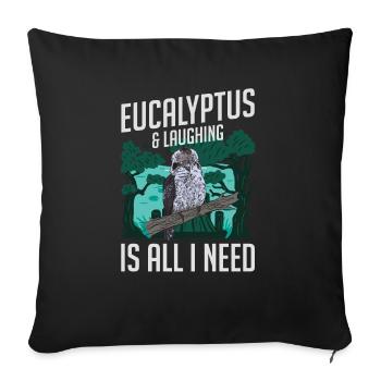 Eucalyptus & Laughing Is All I Need - Kookaburra - Sofakissenbezug 45 x 45 cm - Schwarz - Vorne