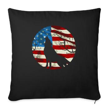 Amerikanischer Wolfsliebhaber Wildtier Tierpfleger USA - Sofakissenbezug 45 x 45 cm - Schwarz - Vorne