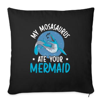 Mon Mosasaurus a mangé ta sirène paléontologue Dino - Housse de coussin décorative 45 x 45 cm - noir - Devant