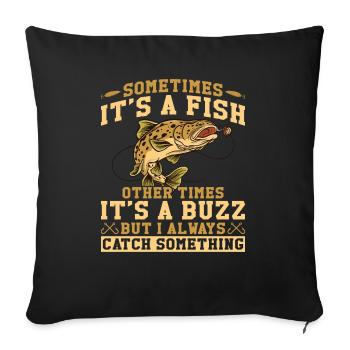 Pêche Pêche Pêcheur Pêche Canne à pêche - Housse de coussin décorative 45 x 45 cm - noir - Devant