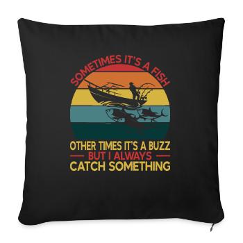 Pêche Pêche Pêcheur Pêche Canne à pêche - Housse de coussin décorative 45 x 45 cm - noir - Devant