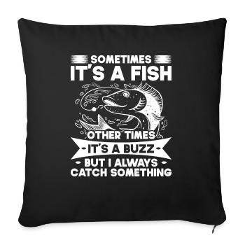 Pêche Pêche Pêcheur Pêche Canne à pêche - Housse de coussin décorative 45 x 45 cm - noir - Devant