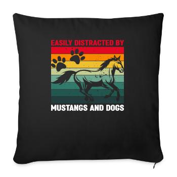 Chiens Chevaux Pitbull Buldogge Terrier - Housse de coussin décorative 45 x 45 cm - noir - Devant