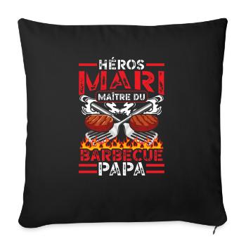 Hero Husband Barbecue Master Dad BBQ Father - Sofa pillowcase 17,3'' x 17,3'' (45 x 45 cm) - black - Front