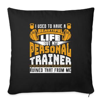 Funny Fitness Ironic Saying Workout Muscles - Sofa pillowcase 17,3'' x 17,3'' (45 x 45 cm) - black - Front