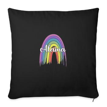 ALAINA Arc-en-ciel Cursive - Housse de coussin décorative 45 x 45 cm - noir - Devant