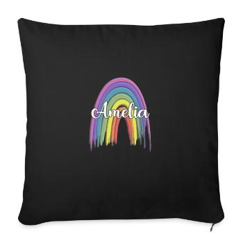 AMELIA Arc-en-ciel Cursive - Housse de coussin décorative 45 x 45 cm - noir - Devant