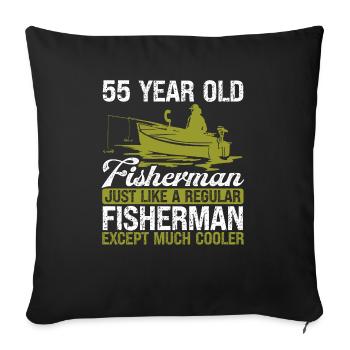 55 Year Old Fisherman Fishing Rod 55 Anglers - Sofa pillowcase 17,3'' x 17,3'' (45 x 45 cm) - black - Front