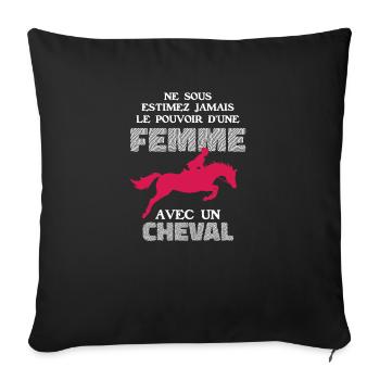 Ne Sous Estimez Jamais Le Pouvoir D'une Femme - Housse de coussin décorative 45 x 45 cm - noir - Devant