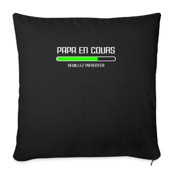 Papa En Cours Veuillez Patienter Futur Papa - Housse de coussin décorative 45 x 45 cm - noir - Devant