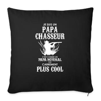 Je Suis Un Papa Chasseur C'est Comme Un Papa - Housse de coussin décorative 45 x 45 cm - noir - Devant