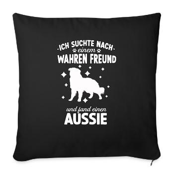 Lustiges Australian Shepherd Hunde Fan Aussie - Sofakissenbezug 45 x 45 cm - Schwarz - Vorne
