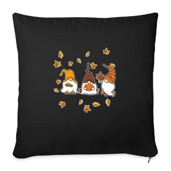 Gnomes I Pumpkin I Autumn Thanksgiving - Sofa pillowcase 17,3'' x 17,3'' (45 x 45 cm) - black - Front