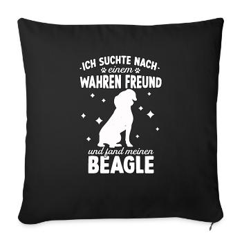 Beagle Lustiges Beagle Gassi Hundesport - Sofakissenbezug 45 x 45 cm - Schwarz - Vorne