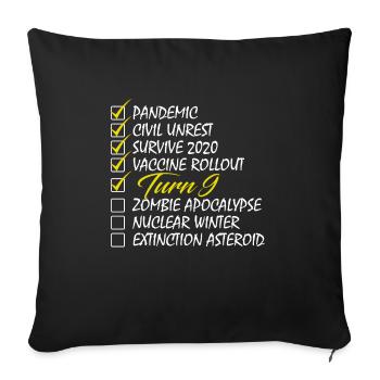 Turn 9 Checklist Funny Birthday Gift Funny Birthda - Sofa pillowcase 17,3'' x 17,3'' (45 x 45 cm) - black - Front