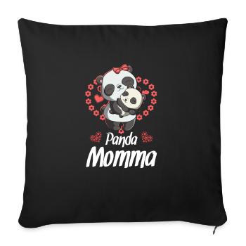 Panda-mama - Sofakissenbezug 45 x 45 cm - Schwarz - Vorne
