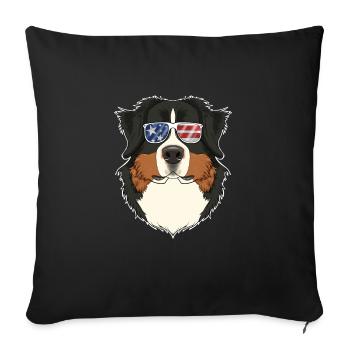 Bernese Mountain Dog USA Lunettes de soleil I Américain - Housse de coussin décorative 45 x 45 cm - noir - Devant