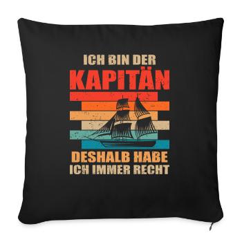 Kapitän Bootsschein Segeln Boot - Sofakissenbezug 45 x 45 cm - Schwarz - Vorne