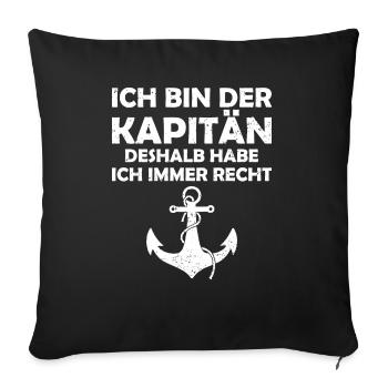 Kapitän Bootsschein Segeln Boot - Sofakissenbezug 45 x 45 cm - Schwarz - Vorne